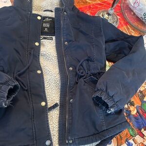 Hollister Dark Blue Jacket with Light Cream Interior